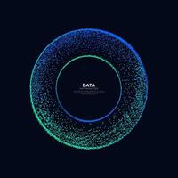 vecteur abstrait explosion points colorés égaliseur cercle forme isolé technologie fond. visualisation d'algorithmes de Big Data.