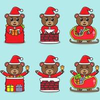 illustration vectorielle de la mascotte ou du personnage du père Noël ours mignon. vecteur