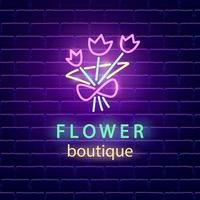 emblème de néon de boutique de fleurs vecteur