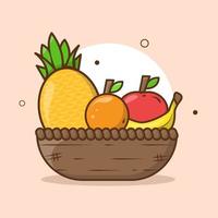 panier avec des fruits isolés avec illustration vectorielle icône. vecteur