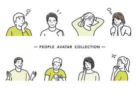 collection de dessins au trait vecteur avatar personnes. ensemble de jeunes hommes et femmes plat simple illustration.