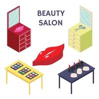 salon de beauté créatif isométrique plat 3d. nouvelle entreprise. illustration vectorielle. vecteur