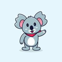 Koala mignon agitant la main et le sourire cartoon vector illustration