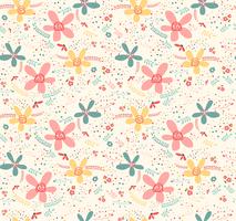 Doodle mignon fleur tropicale sans fin pastel ornement vecteur