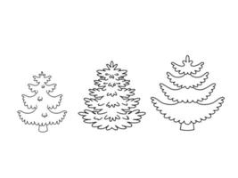 ensemble de contour d'arbre de noël. illustration vectorielle vecteur