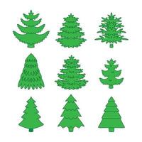 ensemble d'arbres de Noël verts. illustration vectorielle vecteur