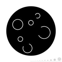 graphique vectoriel d'icône de la lune. icône dans le style noir et blanc.