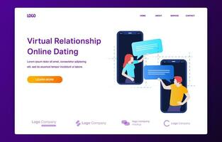 en ligne sortir ensemble et bavardage sur une mobile illustration concept pour site Internet ou atterrissage page vecteur