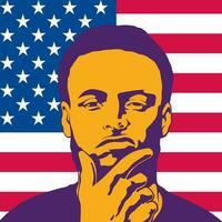 Stephen curry visage silhouette vecteur illustration avec américain drapeau Contexte.