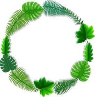 cadre rond avec des feuilles vertes tropicales vecteur