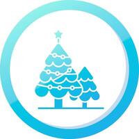 Noël arbre solide bleu pente icône vecteur
