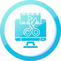 vidéo éditeur solide bleu pente icône vecteur