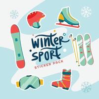 pack d'autocollants de sports d'hiver vecteur