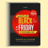 Black Friday flyer affiche brochure brochure couverture conception mise en page arrière-plan, schéma de deux couleurs, modèle vectoriel au format a4 - vecteur