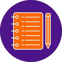 bloc-notes ligne rempli cercle icône vecteur