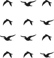 troupeau d'oiseaux forme icône design et noir vecteur