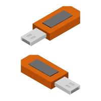 clé usb isométrique sur fond blanc vecteur