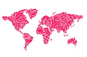 Carte du monde rose avec des coeurs je t&#39;aime tags pour la Saint Valentin vecteur