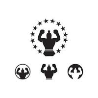 jeu d'icônes de boxe et boxeur sport design illustration symbole de combattant vecteur