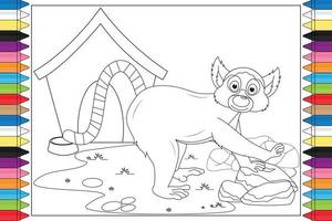 coloriage de dessin animé animal mignon pour les enfants vecteur