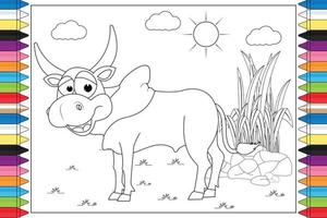 coloriage de dessin animé animal mignon pour les enfants vecteur