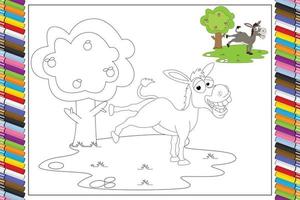 coloriage de dessin animé animal mignon pour les enfants vecteur