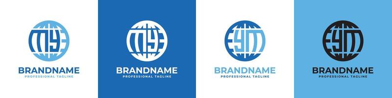 lettre mon et ym globe logo ensemble, adapté pour tout affaires avec mon ou ym initiales. vecteur