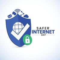 plus sûr l'Internet journée illustration bannière. cyber Sécurité concept vecteur modèle pour bannière, carte, affiche, international l'Internet journée. un l'Internet monde
