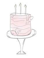 vecteur illustration, clipart de une gâteau avec bougies et papillons dans griffonnage style