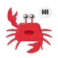 Crabe avec salut dans discours bulle illustration vecteur