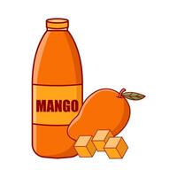 jus mangue, mangue fruit avec mangue pièces cube illustration vecteur