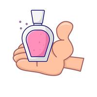 bouteille parfum dans main illustration vecteur