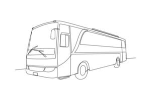 continu un ligne dessin moderne autobus. terre transport concept. griffonnage vecteur illustration.