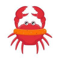 Crabe avec bouée de sauvetage illustration vecteur