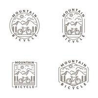 montagne et vélo monoline ou illustration vectorielle de style art en ligne vecteur