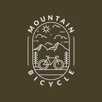 montagne et vélo monoline ou illustration vectorielle de style art en ligne vecteur