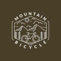 montagne et vélo monoline ou illustration vectorielle de style art en ligne vecteur