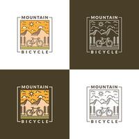 montagne et vélo monoline ou illustration vectorielle de style art en ligne vecteur