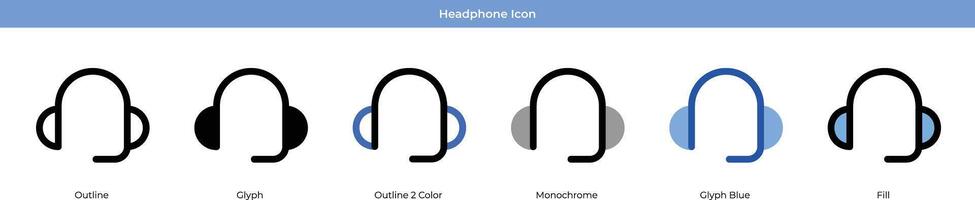 casque de musique icône ensemble vecteur