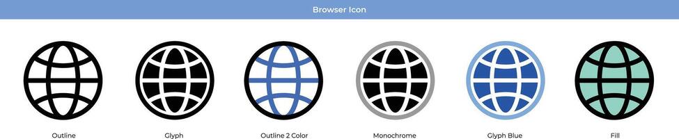 jeu d'icônes de navigateur vecteur