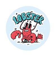 illustration de une mignonne rouge homard. vecteur. crustacé dessin animé enfants personnage. héros mascotte pour des bandes dessinées ou entreprise. image pour T-shirt conception. rouge crevette avec les griffes. vecteur