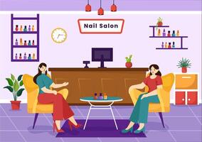 clou polonais salon vecteur illustration avec recevoir de manucure ou pédicure avec outils et accessoires à une Jeune fille concept dans plat Contexte