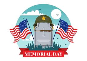 Mémorial journée de rappelles toi et honneur vecteur illustration avec américain drapeau et ruban à méritoire soldat dans plat dessin animé Contexte
