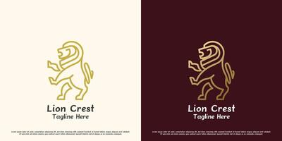 Lion crête logo conception illustration. silhouette de une Lion queue permanent rugissement sauvage animal Roi de le jungle prédateur crocs les griffes braver. minimaliste élégant luxe fierté honneur Facile icône symbole. vecteur