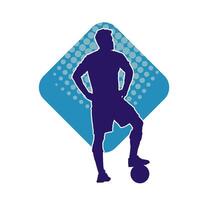 silhouette de une Masculin football joueur dans stable pose. silhouette de une Football joueur dans action pose. vecteur