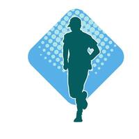 silhouette de une sportif homme dans fonctionnement pose. silhouette de une Masculin courir pose. vecteur