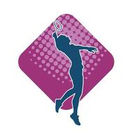 silhouette de une sportif femelle badminton joueur dans action. silhouette de une femme en jouant badminton sport. vecteur