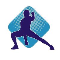 silhouette de une sportif Masculin dans action pose à le salle de sport. silhouette de une svelte homme dans aérobie faire des exercices pose. vecteur