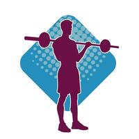 silhouette de une poids levage Masculin athlète dans action pose. silhouette de une Masculin athlète dans poids levage sport. vecteur
