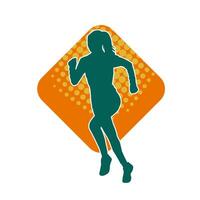 silhouette de une sportif femme dans fonctionnement pose. silhouette de une femelle courir pose. vecteur